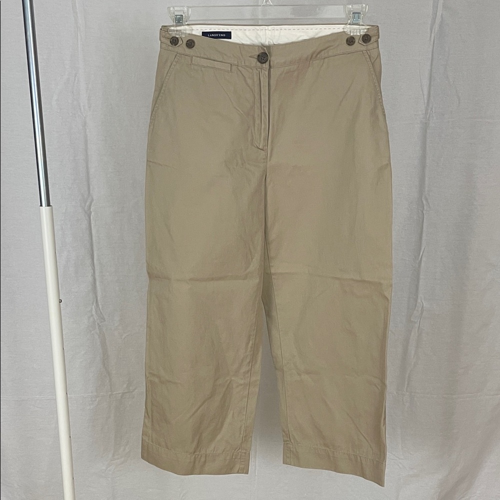 Lands' End Khaki Wide-Leg Pants Size 8